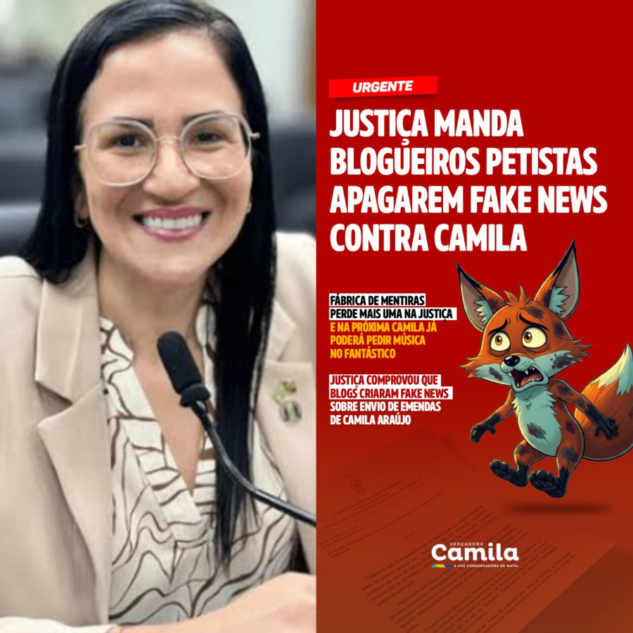 URGENTE: Justiça manda retirar do ar fake news que acusava vereadora Camila Araújo de favorecer marido
