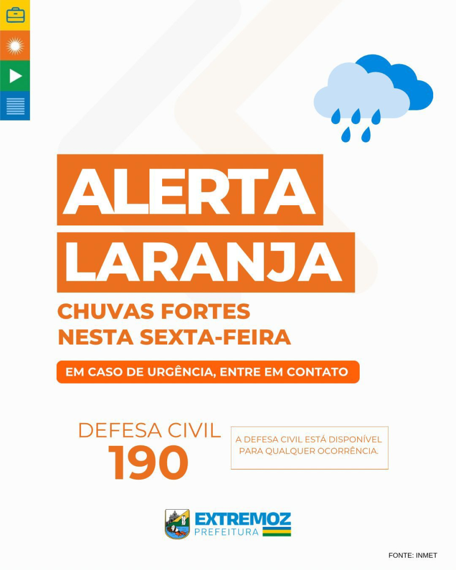 *Extremoz registra mais de 100 mm de chuva em 12 horas e Prefeitura emite alerta laranja*